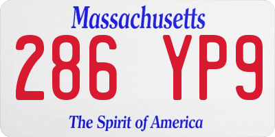 MA license plate 286YP9