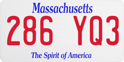 MA license plate 286YQ3
