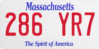 MA license plate 286YR7