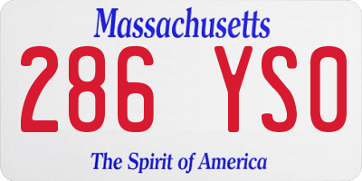 MA license plate 286YS0