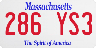 MA license plate 286YS3