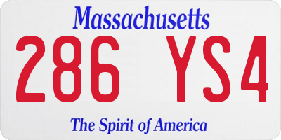 MA license plate 286YS4