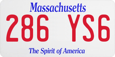 MA license plate 286YS6