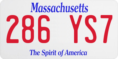 MA license plate 286YS7