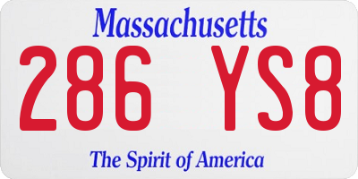 MA license plate 286YS8