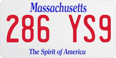 MA license plate 286YS9