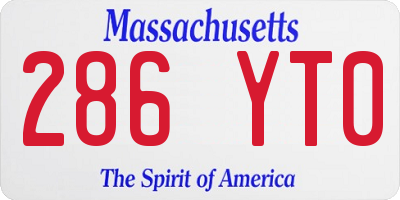 MA license plate 286YT0