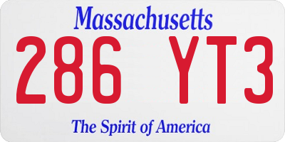 MA license plate 286YT3