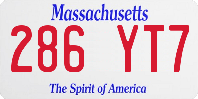 MA license plate 286YT7