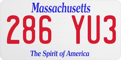 MA license plate 286YU3