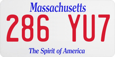 MA license plate 286YU7