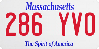 MA license plate 286YV0