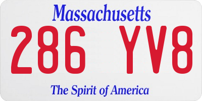 MA license plate 286YV8