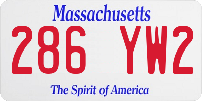 MA license plate 286YW2