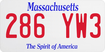 MA license plate 286YW3