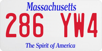 MA license plate 286YW4
