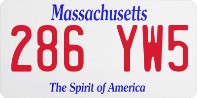 MA license plate 286YW5