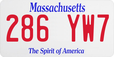 MA license plate 286YW7