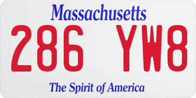 MA license plate 286YW8