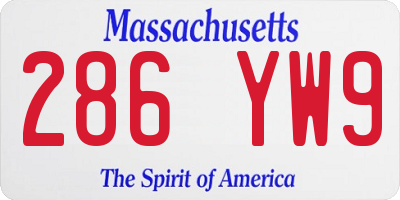 MA license plate 286YW9