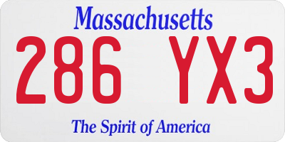 MA license plate 286YX3