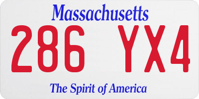 MA license plate 286YX4