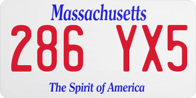 MA license plate 286YX5