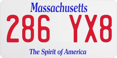 MA license plate 286YX8