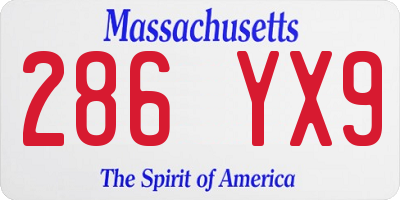 MA license plate 286YX9