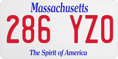 MA license plate 286YZ0