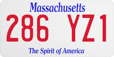 MA license plate 286YZ1