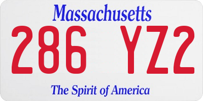 MA license plate 286YZ2