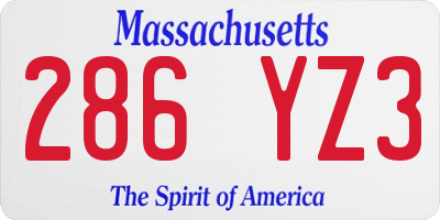 MA license plate 286YZ3