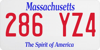 MA license plate 286YZ4