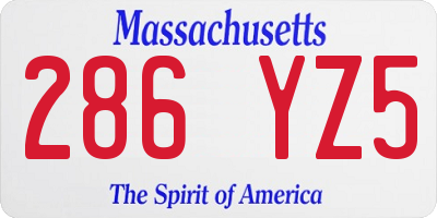 MA license plate 286YZ5