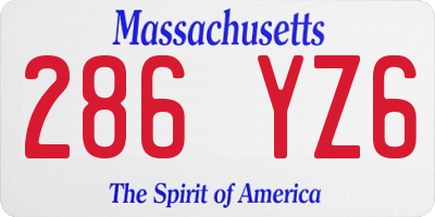 MA license plate 286YZ6
