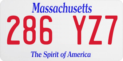 MA license plate 286YZ7