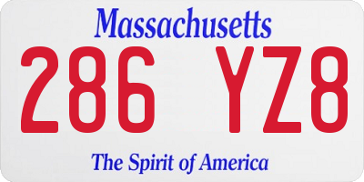 MA license plate 286YZ8