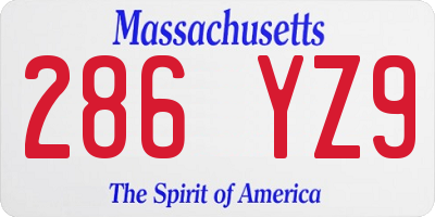 MA license plate 286YZ9
