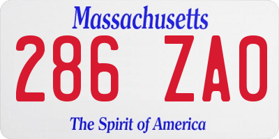 MA license plate 286ZA0