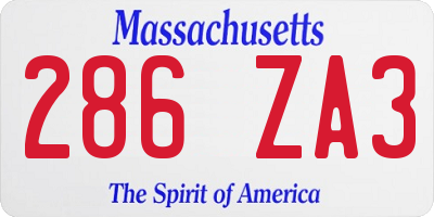 MA license plate 286ZA3