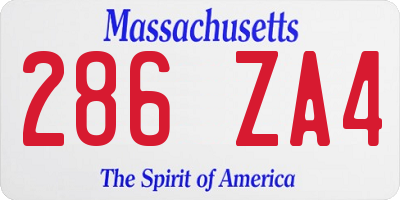 MA license plate 286ZA4