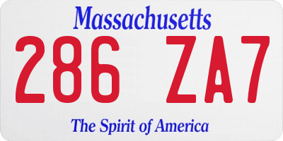 MA license plate 286ZA7