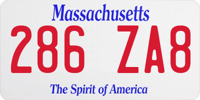 MA license plate 286ZA8