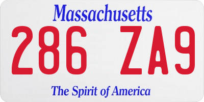 MA license plate 286ZA9