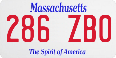 MA license plate 286ZB0