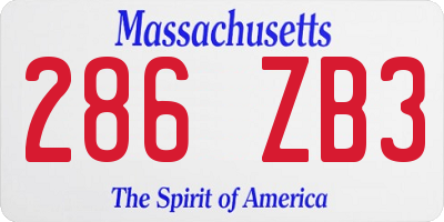 MA license plate 286ZB3