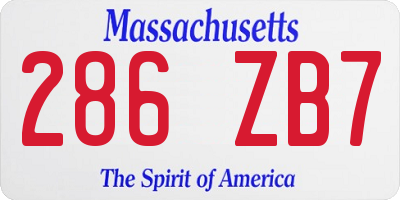 MA license plate 286ZB7