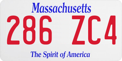 MA license plate 286ZC4