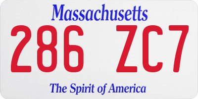 MA license plate 286ZC7